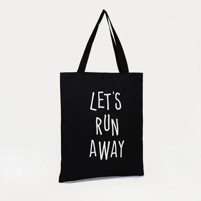 Сумка-шопер «Давай убежим далеко», 40х35х0.5 см, без молнии, без подкладки, цвет чёрный Сумка-шопер «Давай убежим далеко», 40х35х0.5 см, без молнии, без подкладки, цвет чёрный