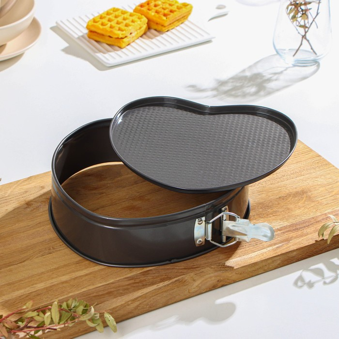 Набор форм для выпечки Доляна &laquo;Элин&raquo;, 3 предмета: d=25/21/26 см, съёмное дно, антипригарное покрытие, цвет чёрный