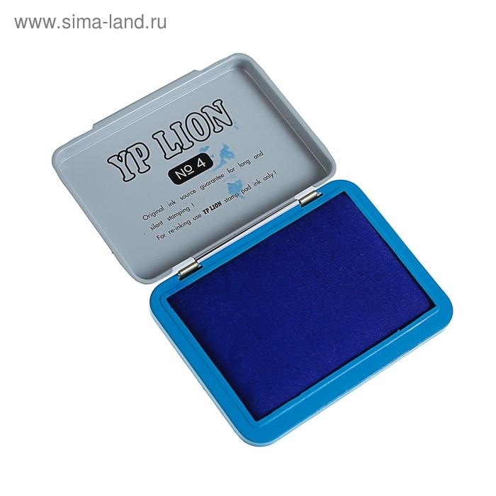 Штемпельная подушка, синяя, в металлической коробке, № 4, 6 х 8 см Штемпельная подушка, синяя, в металлической коробке, № 4, 6 х 8 см