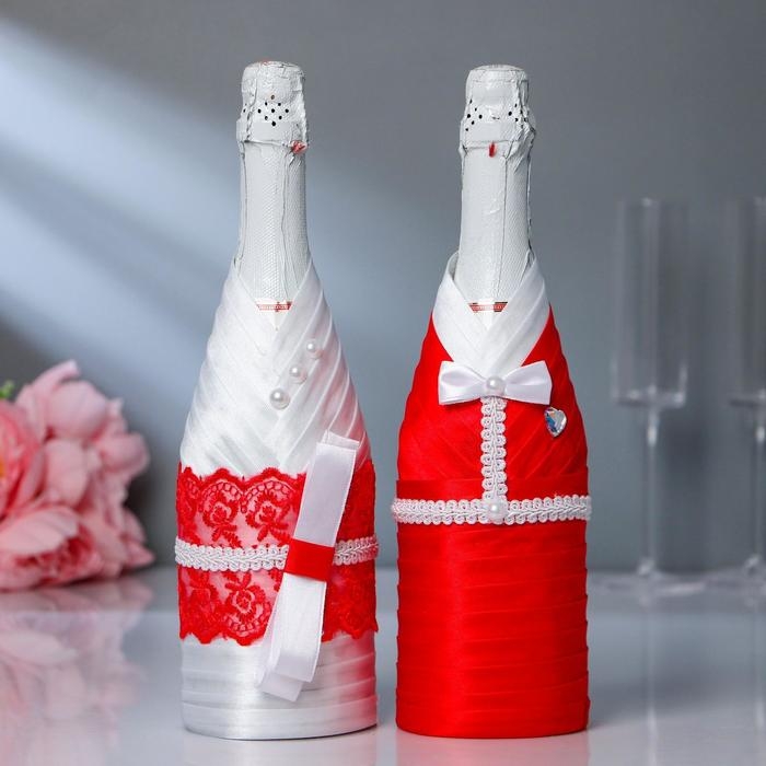 Украшение для шампанского Украшение для шампанского "Кармен", красно-белое