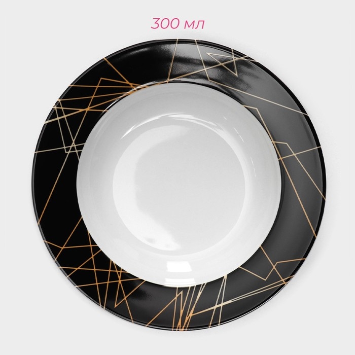 Набор керамической посуды Доляна «Кассиопея», 24 предмета: тарелки d=19/21/24 см, чайная пара 200 мл, цвет чёрный Набор керамической посуды Доляна «Кассиопея», 24 предмета: тарелки d=19/21/24 см, чайная пара 200 мл, цвет чёрный