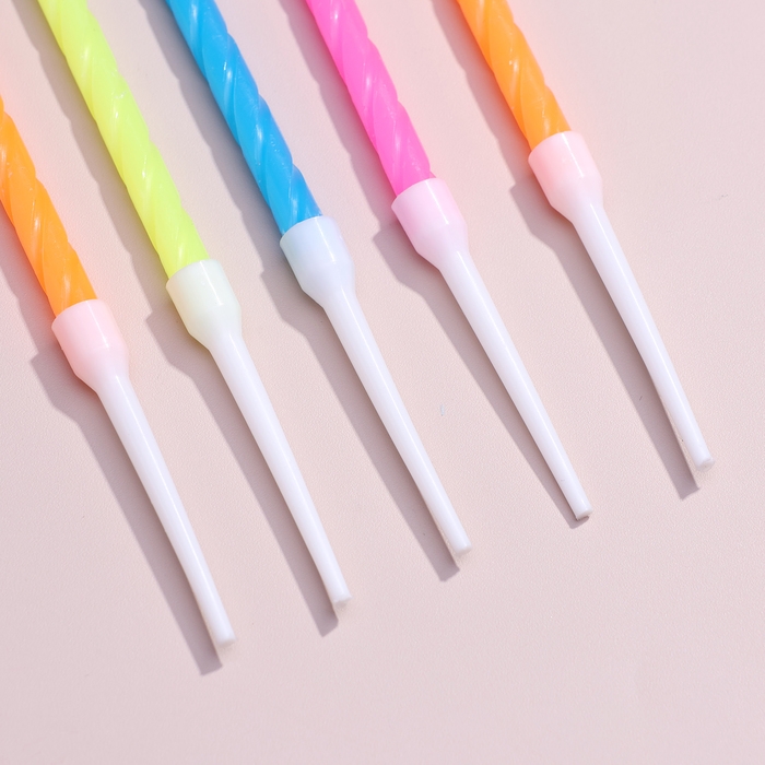 Свечи для торта Свечи для торта "Неон", 10 шт, разноцветные, 14 см