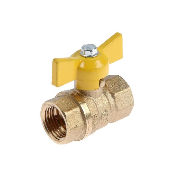 Кран шаровой Кран шаровой "ГАЛЛОП" DN-15 230, газовый, внутренняя/внутренняя резьба 1/2", бабочка