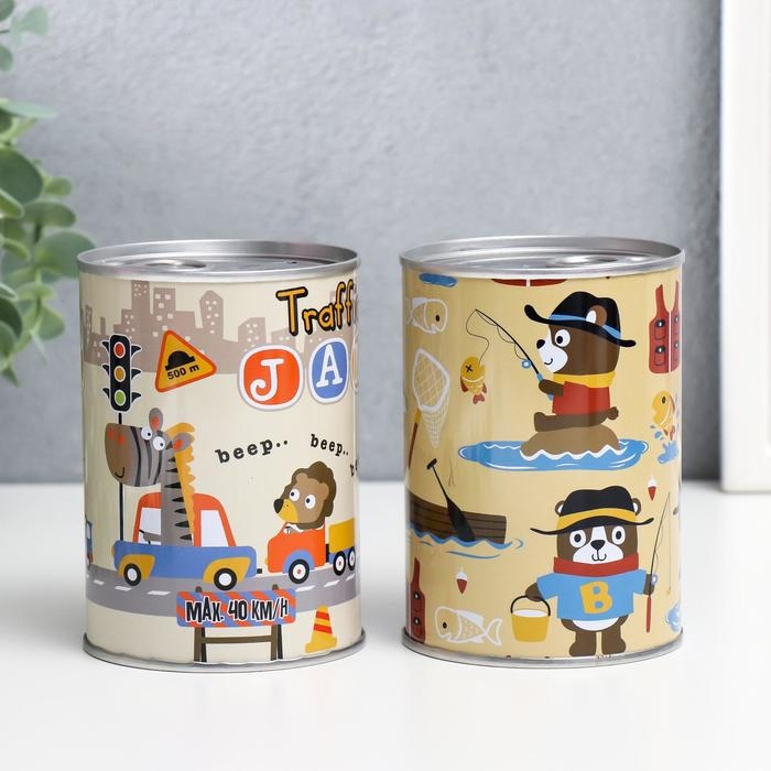 Копилка металл Копилка металл "Зверята и хобби" МИКС 10х7,5х7,5 см