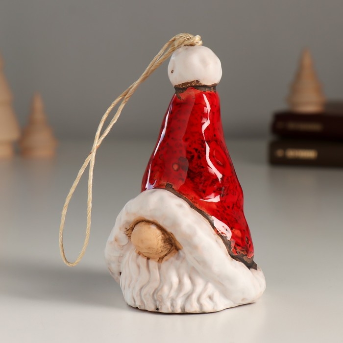 Колокольчик керамика  Колокольчик керамика "Дедушка Мороз в большом колпаке" 6,5х6,5х10,5 см