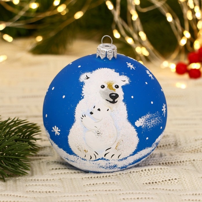 Ёлочный шар d-10 см Ёлочный шар d-10 см "Белые медведи"