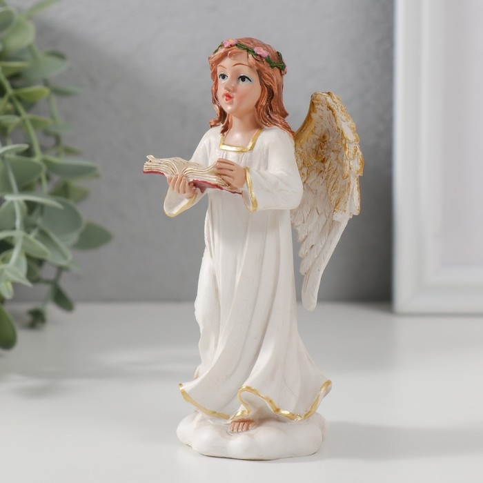 Сувенир полистоун Сувенир полистоун "Ангел-девушка с книгой поёт" 12,5х6,5х5,3 см