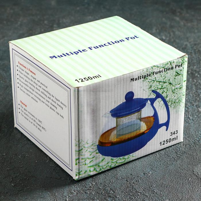 Чайник стеклянный заварочный «Фантазия», 1,25 л, с металлическим ситом, цвет МИКС Чайник стеклянный заварочный «Фантазия», 1,25 л, с металлическим ситом, цвет МИКС