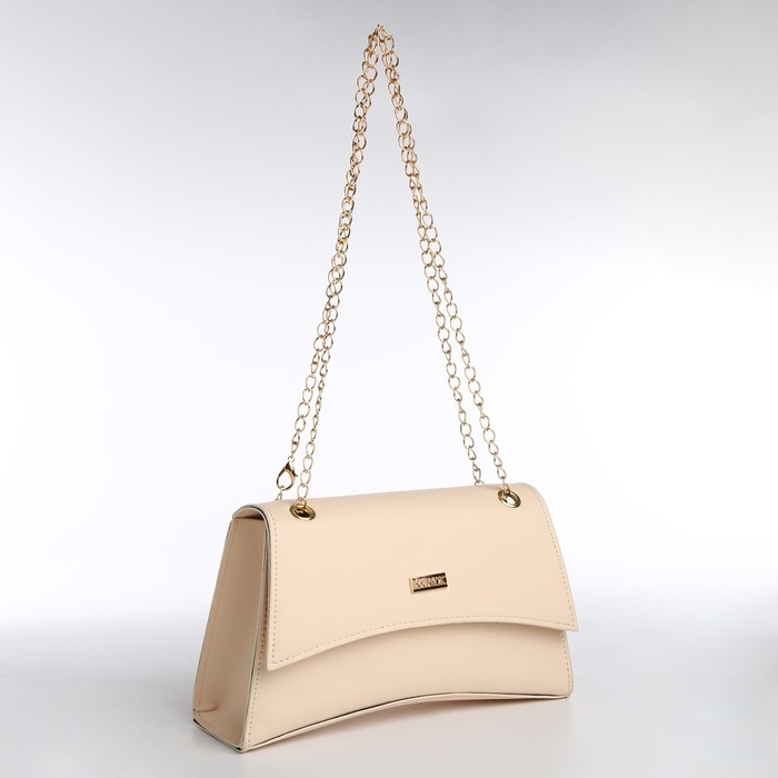 Сумка женская из искусственной кожи с клапаном, 26х16х9 см, бежевый цвет Сумка женская из искусственной кожи с клапаном, 26х16х9 см, бежевый цвет