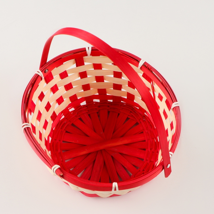 Корзина плетёная, 21 х 21 х 10/24 см, бамбук, красная Корзина плетёная, 21 х 21 х 10/24 см, бамбук, красная