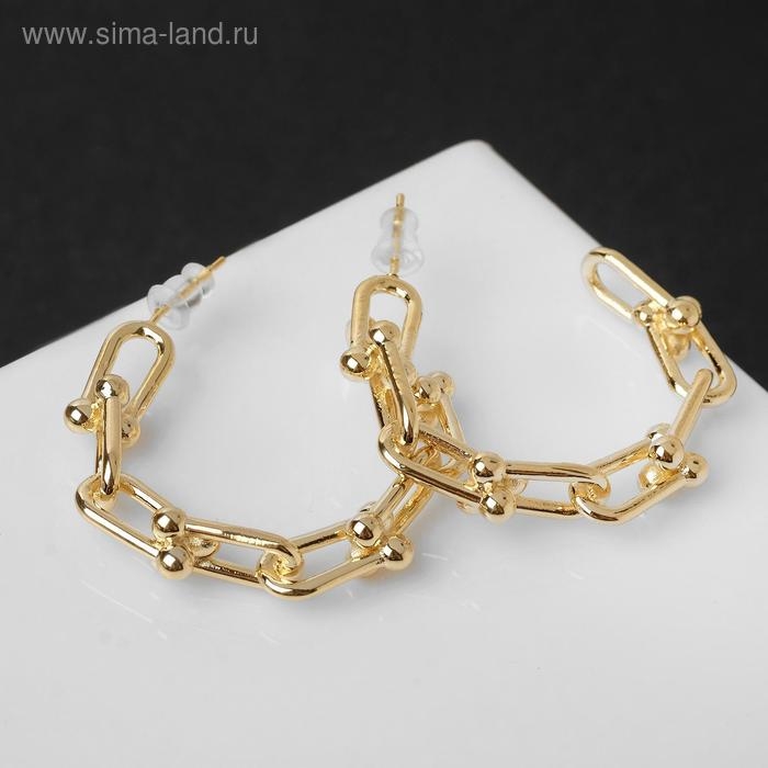 Серьги-кольца Серьги-кольца "Цепи" модерн, d=4, цвет золото