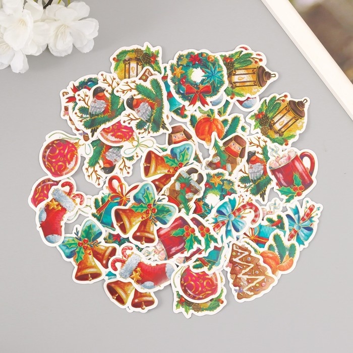 Наклейки для творчества Наклейки для творчества "Новый год. Акварель" тиснение золото набор 48 шт 9х7х0,8 см