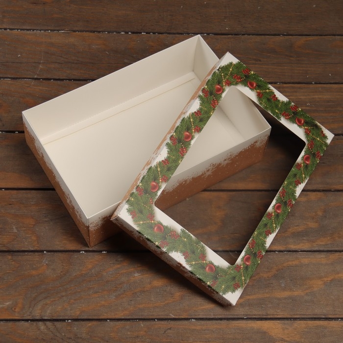 Новый год. Коробка подарочная новогодняя складная, крышка-дно , с окном Новый год. Коробка подарочная новогодняя складная, крышка-дно , с окном "Новогодняя сказка" 30 х 20 х 9 см