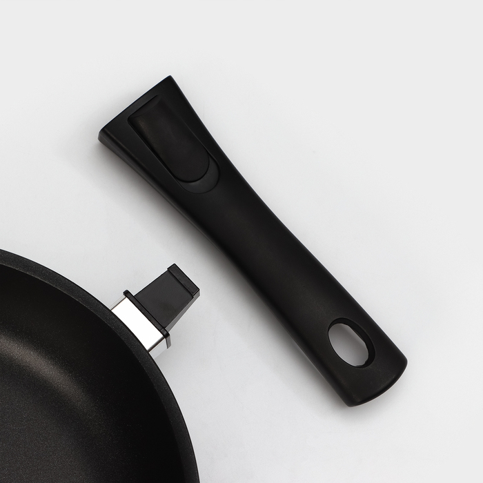 Сковорода «Традиция», d=24 см, стеклянная крышка, съёмная ручка, антипригарное покрытие, цвет чёрный Сковорода «Традиция», d=24 см, стеклянная крышка, съёмная ручка, антипригарное покрытие, цвет чёрный