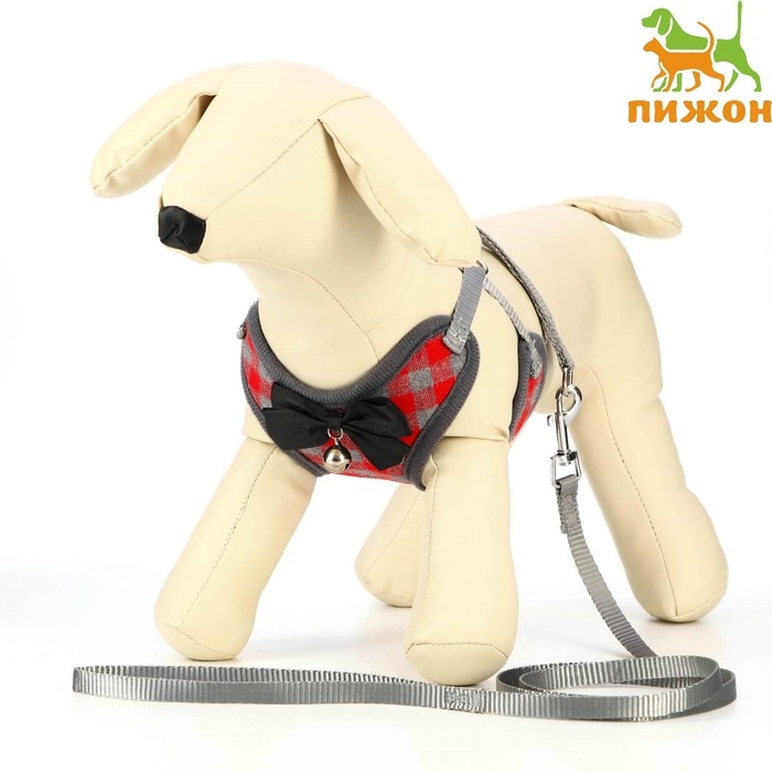 Комплект амуниции с мягкой шлейкой, L, поводок 120 х 1,5 см, ОШ 30-50 см, ОГ 36-56 см, красный   473 Комплект амуниции с мягкой шлейкой, L, поводок 120 х 1,5 см, ОШ 30-50 см, ОГ 36-56 см, красный   473