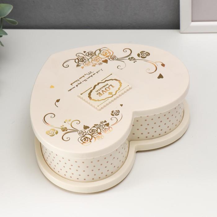 Шкатулка музыкальная механическая Шкатулка музыкальная механическая "Сердце с золотыми узорами" 6,5х19,5х16 см