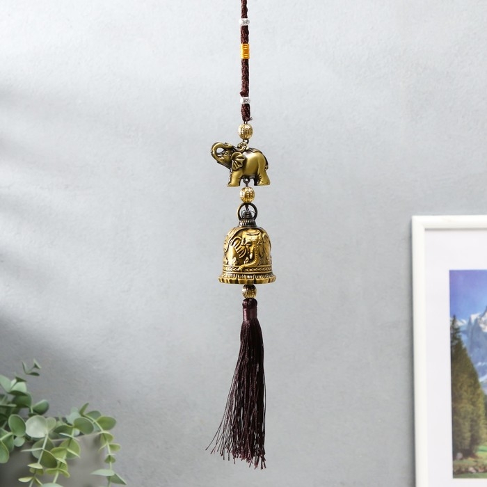 Колокольчик металл  Колокольчик металл "Слоны хобот вверх, слоны на колоколе" 4х4х38 см