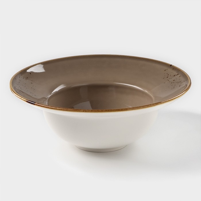 Тарелка фарфоровая для пасты Magistro «Церера», 400 мл, d=19,5 см, цвет коричневый Тарелка фарфоровая для пасты Magistro «Церера», 400 мл, d=19,5 см, цвет коричневый