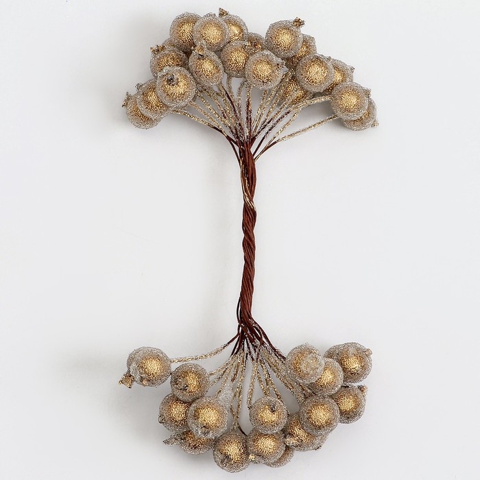 Новый год! Декоративные ягодки, золотого цвета, 7 × 6 × 7 см, 40 ягод Новый год! Декоративные ягодки, золотого цвета, 7 × 6 × 7 см, 40 ягод