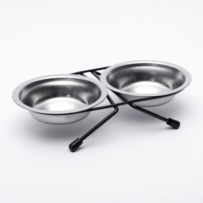 Набор из 2  мисок на подставке,  2 х 100 мл, чёрная подставка Набор из 2  мисок на подставке,  2 х 100 мл, чёрная подставка
