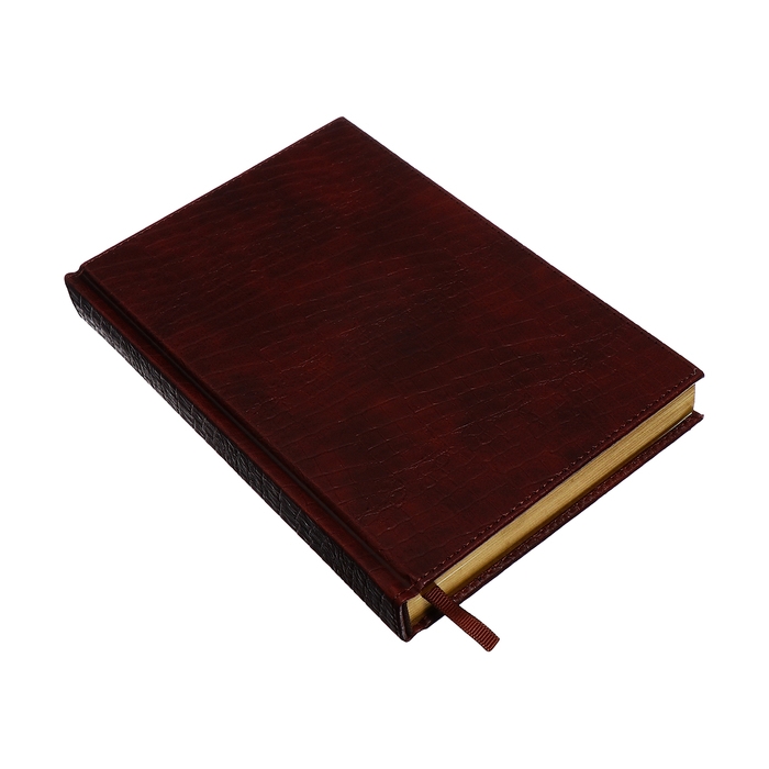 Ежедневник полудатированный, А5, 192 листа, линейка, обложка кожзам, золотой срез,  Ежедневник полудатированный, А5, 192 листа, линейка, обложка кожзам, золотой срез, "Крокодил", коричневый