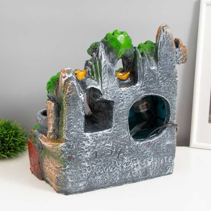 Фонтан настольный полистоун от сети свет "Водяная мельница и пагода" 30х19х31 см