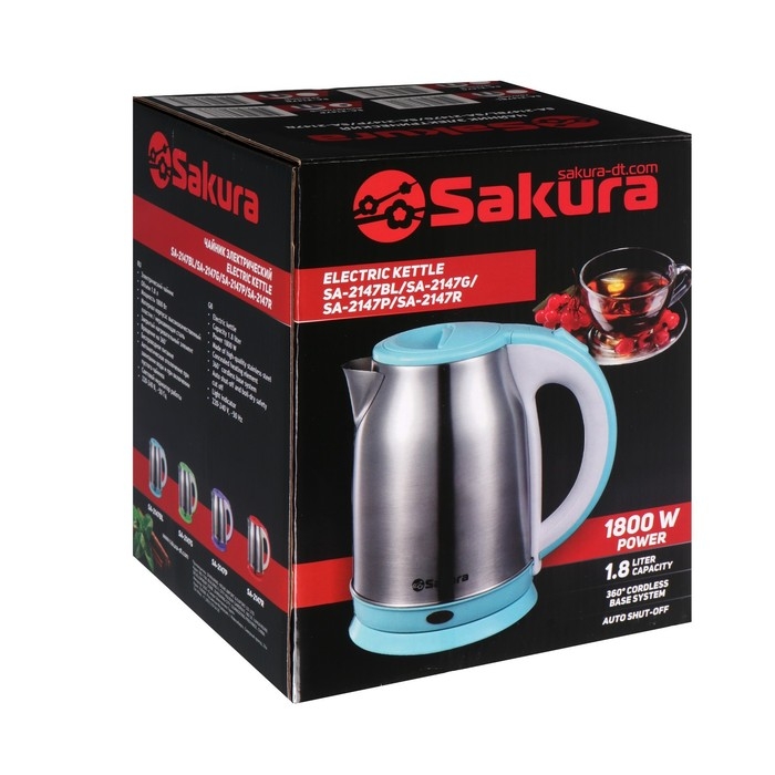 Чайник электрический Sakura SA-2147P, 1.8 л, 1800 Вт, пурпурный Чайник электрический Sakura SA-2147P, 1.8 л, 1800 Вт, пурпурный