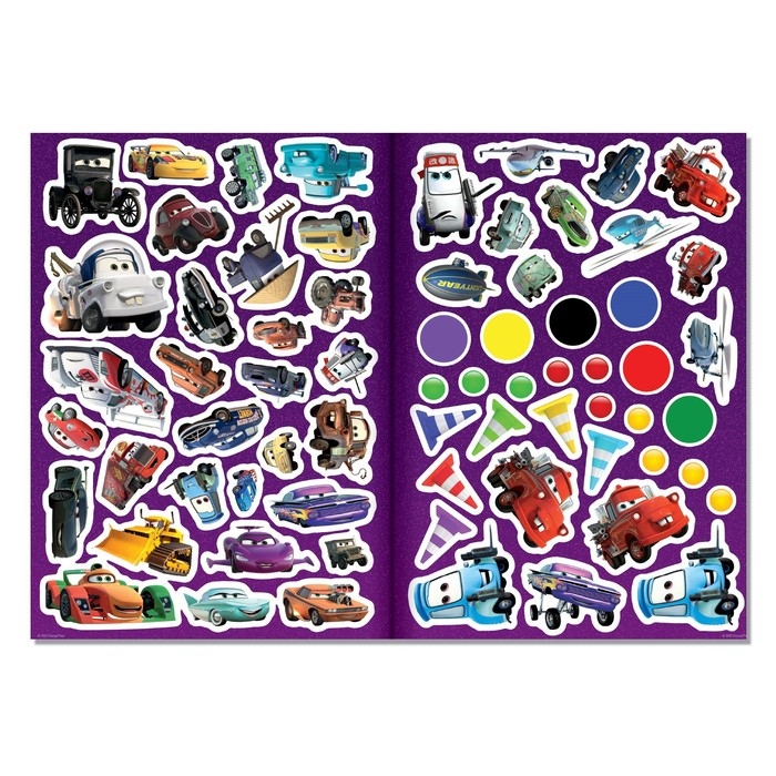 Набор «Учим цвета и решаем задачки»: 2 книги-раскладушки + многоразовые наклейки + 2 маркера, Тачки Набор «Учим цвета и решаем задачки»: 2 книги-раскладушки + многоразовые наклейки + 2 маркера, Тачки