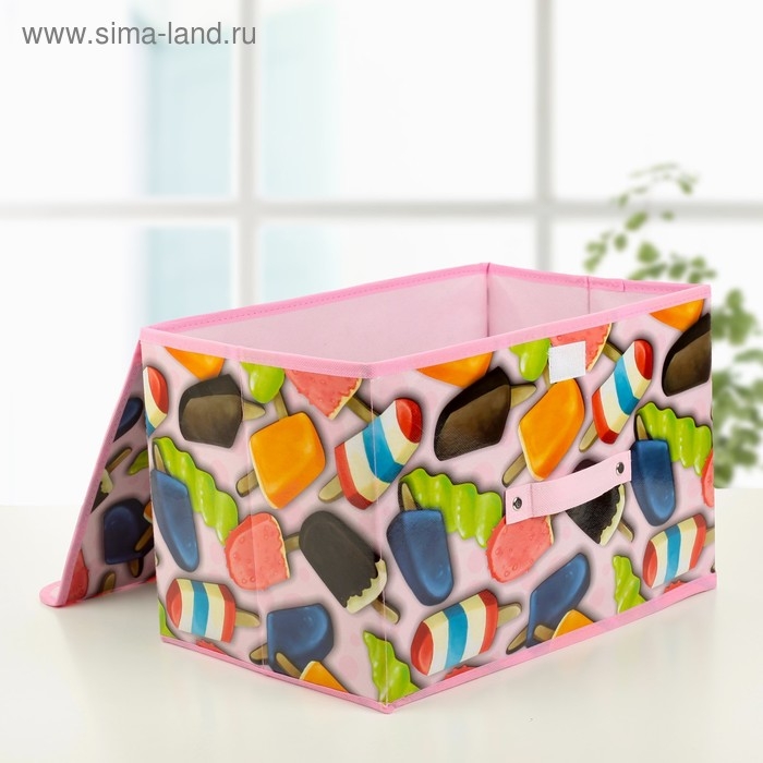 Короб стеллажный для хранения с крышкой «Эскимо», 38×25×23 см, цвет розовый Короб стеллажный для хранения с крышкой «Эскимо», 38×25×23 см, цвет розовый