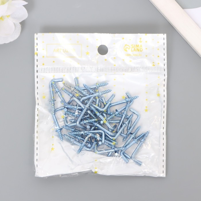 Крючок металл (набор 40 шт) серебро 2,5х0,5 см, МИКС Крючок металл (набор 40 шт) серебро 2,5х0,5 см, МИКС