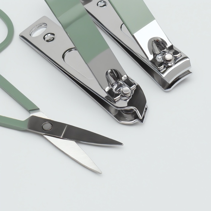 Набор маникюрный, 7 предметов, в футляре, цвет ментоловый Набор маникюрный, 7 предметов, в футляре, цвет ментоловый