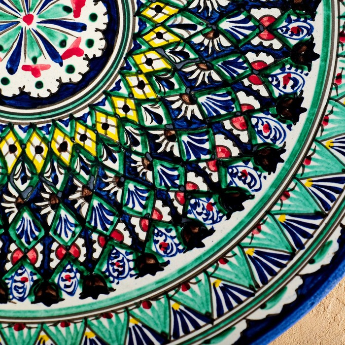 Ляган Риштанская Керамика  Ляган Риштанская Керамика "Узоры", 42 см, синий микс