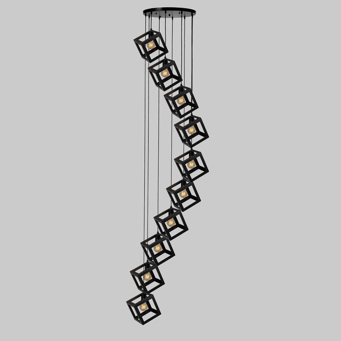 Светильник-каскад Светильник-каскад "Квадрат" 10хЕ27 40Вт черный 67х67х350 см