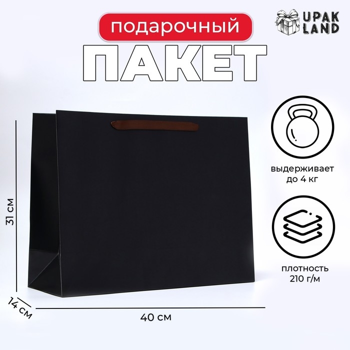 Пакет ламинированный горизонтальный «Черный», L 40 × 31 × 14 см Пакет ламинированный горизонтальный «Черный», L 40 × 31 × 14 см