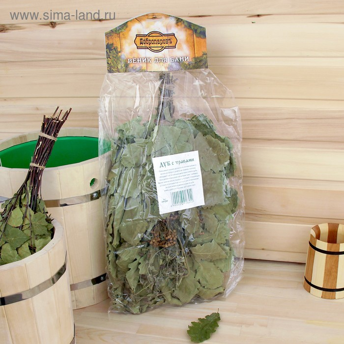 Веник для бани дубовый, 55 см с букетом из трав Веник для бани дубовый, 55 см с букетом из трав