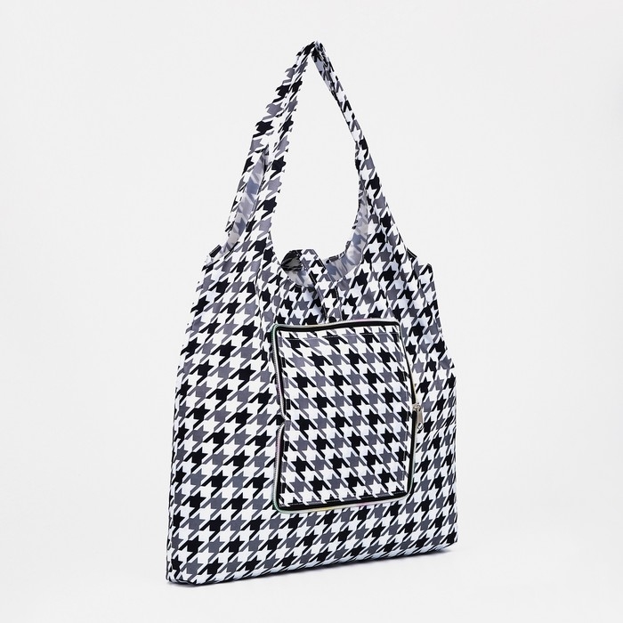 Сумка хозяйственная на кнопке, складная, цвет чёрный/серый Сумка хозяйственная на кнопке, складная, цвет чёрный/серый