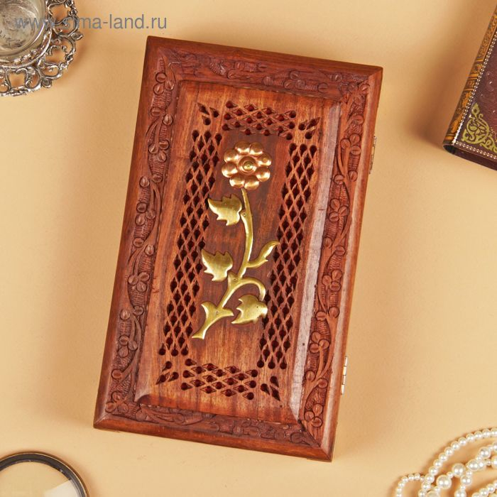 Шкатулка резная &laquo;Роза&raquo;, 7&times;15&times;26 см, дерево