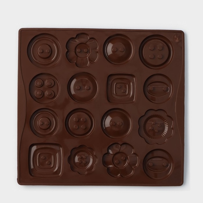 Форма для кондитерских украшений Доляна «Пуговки», силикон, 17,4×16,5×0,4 см, 16 ячеек (d=3 см), цвет МИКС Форма для кондитерских украшений Доляна «Пуговки», силикон, 17,4×16,5×0,4 см, 16 ячеек (d=3 см), цвет МИКС