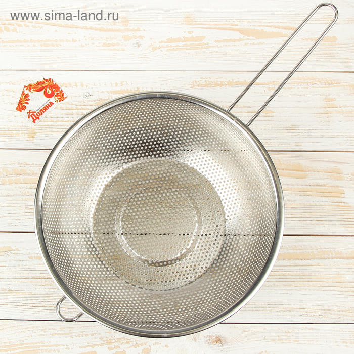Дуршлаг из нержавеющей стали «Марко», d=25 см, длинная ручка, цвет хромированный Дуршлаг из нержавеющей стали «Марко», d=25 см, длинная ручка, цвет хромированный