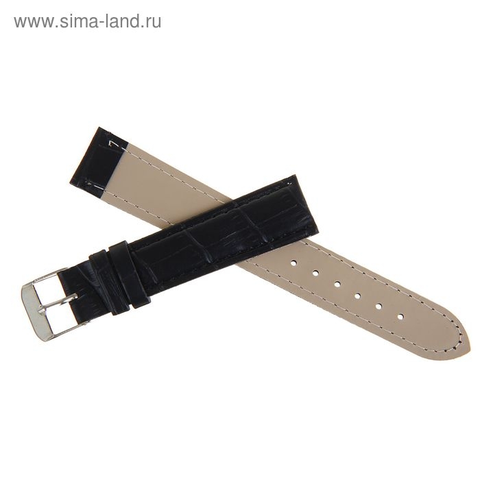 Ремешок для часов Ремешок для часов "Соломон", 18 мм, экокожа, l-19 см, черный