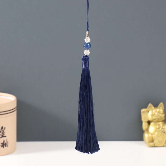 Подвеска текстиль, металл  Подвеска текстиль, металл "Бабочка" тёмно-синяя 1х1,2х16,5 см