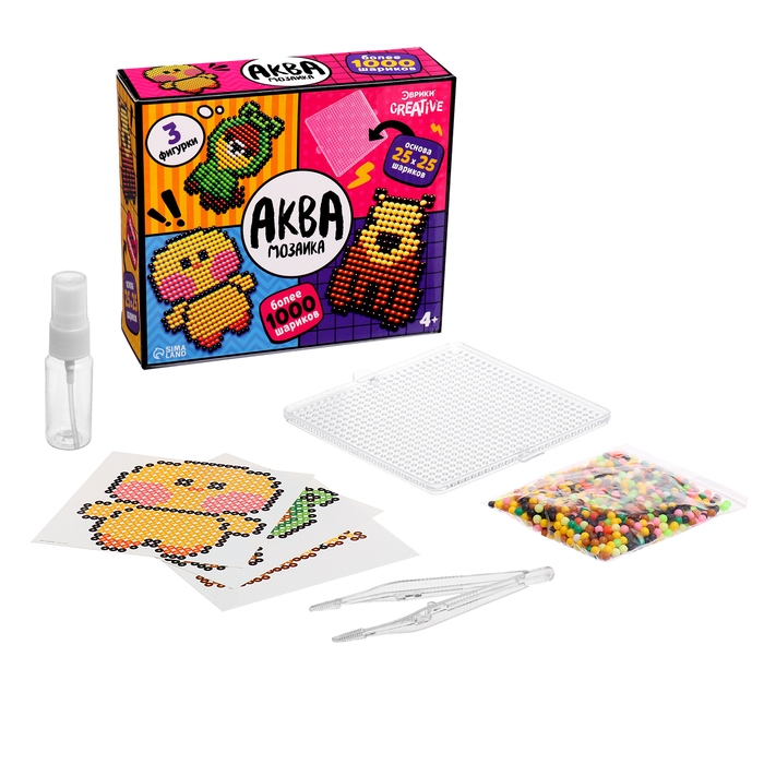 Аквамозаика «Зверята», более 1000 шариков, 3 фигурки Аквамозаика «Зверята», более 1000 шариков, 3 фигурки