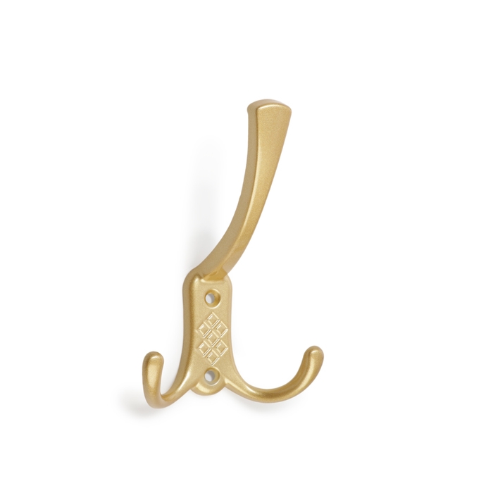 Крючок мебельный ТУНДРА TKT003 LIGHT, трехрожковый, матовое золото Крючок мебельный ТУНДРА TKT003 LIGHT, трехрожковый, матовое золото