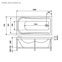 Ванна акриловая Eurolux AKRA E101607002, 160х70х45 см, без каркаса