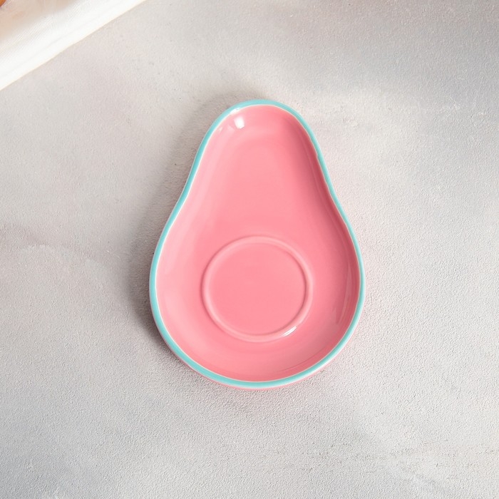 Чайная пара керамическая Avocado, кружка 100 мл, блюдце 14х10 см, цвет голубо-розовый Чайная пара керамическая Avocado, кружка 100 мл, блюдце 14х10 см, цвет голубо-розовый