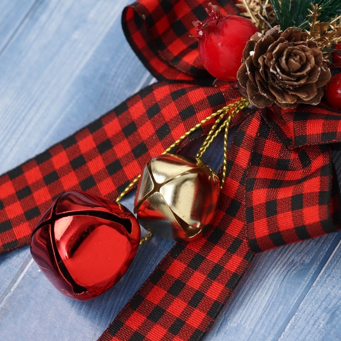 Украшение ёлочное Украшение ёлочное "Новогодний стиль" бант клетка, 12х9 см, красный