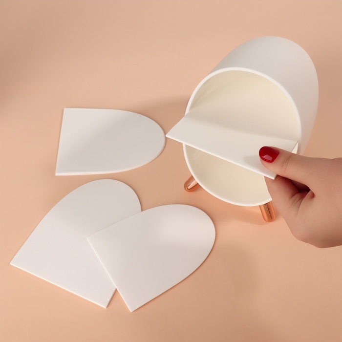 Органайзер для хранения косметики «Пухлик», 5 секций, 14.5×10.8×12.5 см, цвет розовое золото, белый Органайзер для хранения косметики «Пухлик», 5 секций, 14.5×10.8×12.5 см, цвет розовое золото, белый