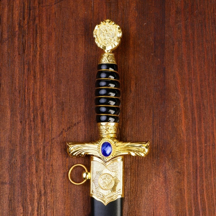 Кортик, рукоять витая с вставкой из камня, металл, пластик, 40 см Кортик, рукоять витая с вставкой из камня, металл, пластик, 40 см