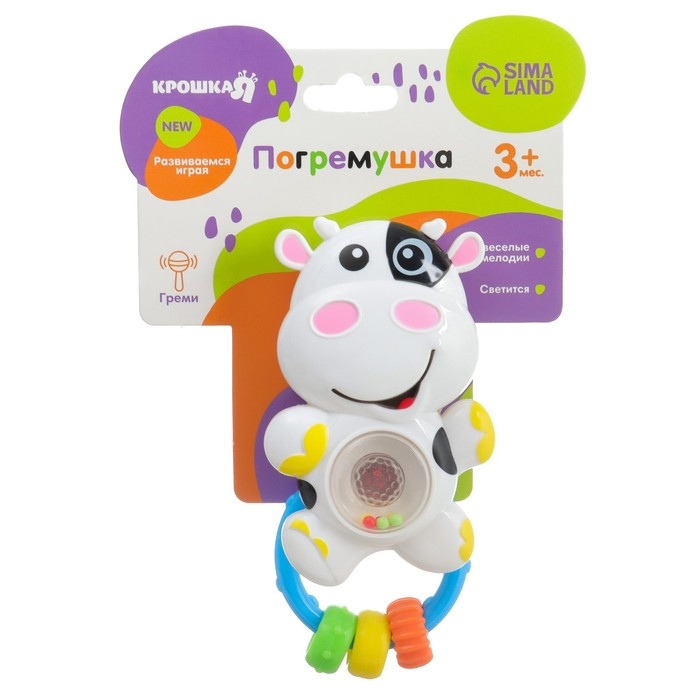 Музыкальная погремушка «Коровка», светится, Крошка Я Музыкальная погремушка «Коровка», светится, Крошка Я