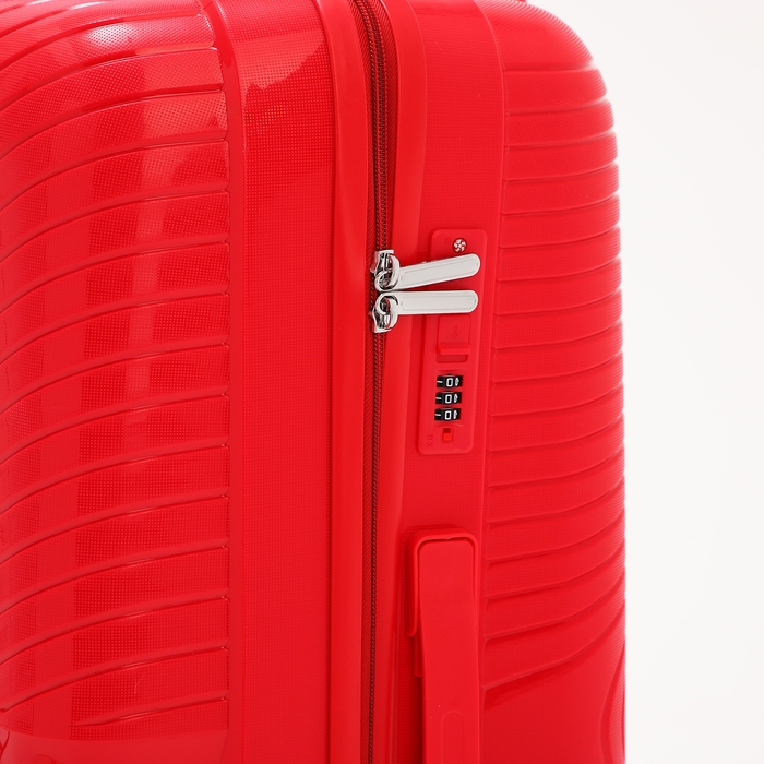 Чемодан большой 100 л (L), отдел на молнии, кодовый замок, 4 колеса, цвет красный Чемодан большой 100 л (L), отдел на молнии, кодовый замок, 4 колеса, цвет красный